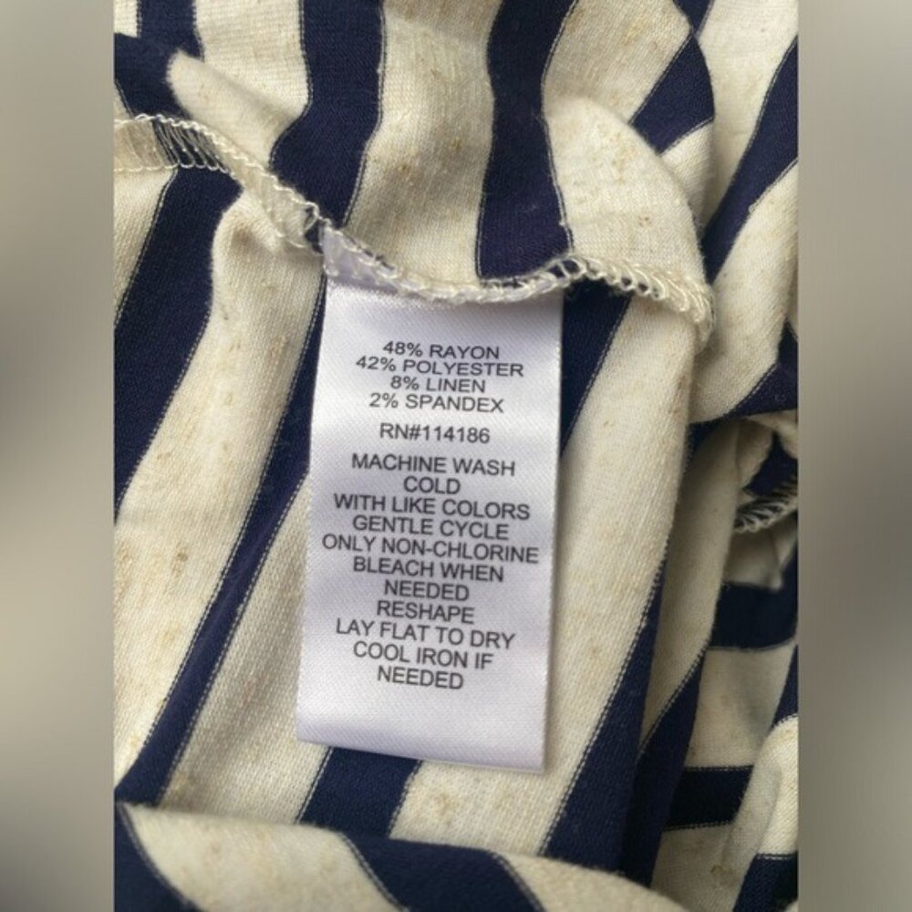 NWT 89th & Madison Navy/Cream Women's Striped Elastic Waist Midi Skirt Size XL - Picture 5 of 9